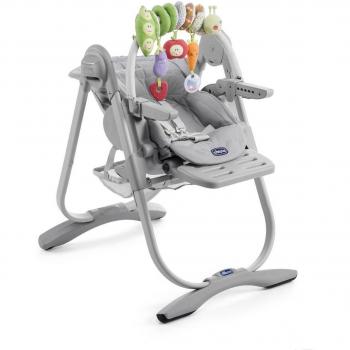 Chicco Polly Magic - Trona/hamaca compacta con barra de juegos, para niños de 0 a 3 años, 13 kg, color gris