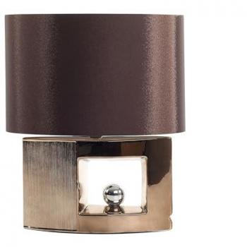 Lámpara de Mesa Moderna con Base de Cerámica Marrón y Pantalla de Tela en Color Marrón
