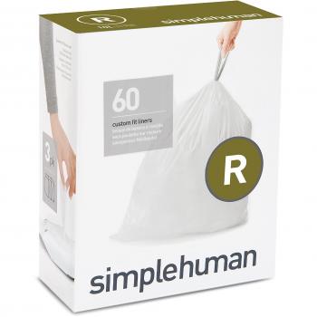 simplehuman Code R, Custom Fit Bin Liners, 60 Liners, White, 10 L