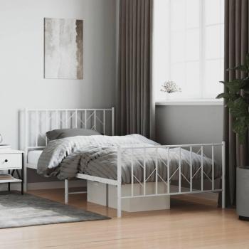 Cama Metal Blanca con Cabecero y Pediera 107x203 cm