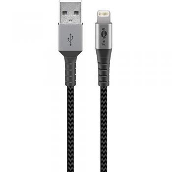 Cable Lightning a USB-A textil con conectores metálicos 1 m MFi Goobay