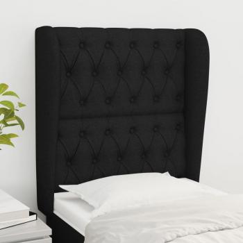 Cabecero de tela negro con orejas 83x23x128 cm