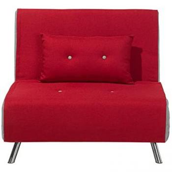 Sofá Cama Individual Plegable Tapizado en Tela Roja Farris