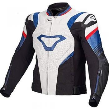 MACNA RIPPER - Chaqueta de piel, color blanco, negro y azul 56