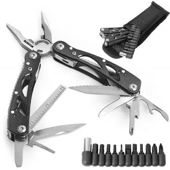 Aodoor 24 en 1 plegables alicates multi de la herramienta, Multiherramienta de Acero Inoxidable Navaja Suiza Alicate Destornillador Herramienta Multifuncional para Montañismo