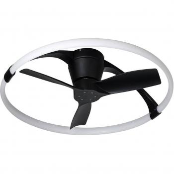 Ventilador de Techo LED Nepal Mini con Aplicación, Color Negro, 1 Bombilla, Diámetro 75 cm