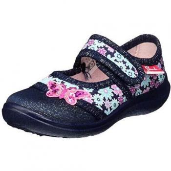 Zapatillas de casa 'Beauty' confortables para niña, cierre por velcro, azul oscuro