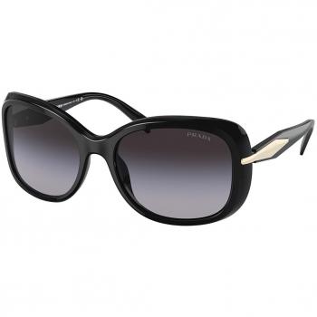 Prada PR 04ZSF Asian Fit 1AB09S Gafas de Sol para Mujer Negras, Ajuste Asiático, Lentes de Sol 58
