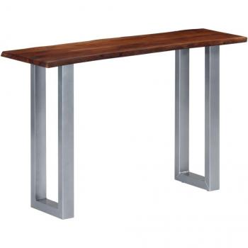 Mesa Consola 115 x 35 x 76 cm de Madera Maciza de Acacia con Estructura de Hierro