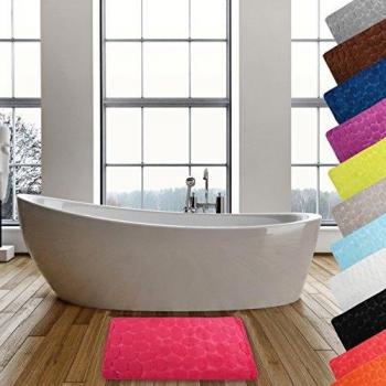 MSV Alfombra de Baño de Espuma, Diseño Piedras, PVC, Lila, 50x18x18 cm