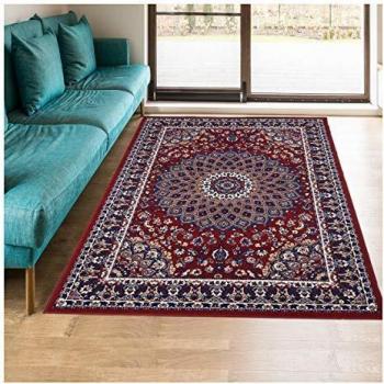 Alfombra Oriental Moderna Roja 120x170 cm - Diseño Étnico Ideal para Entrada y Salón