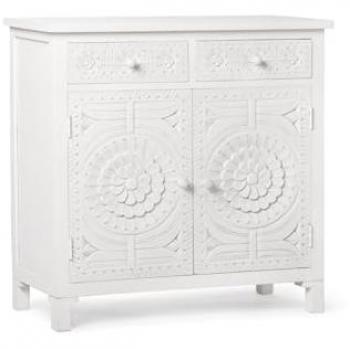 Aparador Alto de MDF Blanco Decapado 85x90 cm
