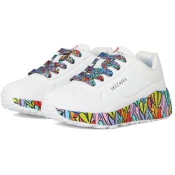 Zapatillas Skechers JGoldcrown Uno Lite Subtle Love para Niña - Blancas con Dibujos de Corazones, Talla 31, Suela Multicolor, Air Cooled Memory Foam