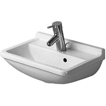 Duravit Starck 3 45x32cm Wall-Mounted White Hand Wash Basin with Overflow and Single Faucet Hole