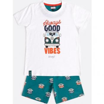 Mr. Wonderful - Pijama de niño corto de punto estampado con divertido diseño de furgo.