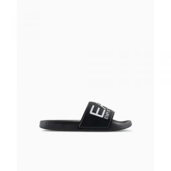 EA7 Emporio Armani Men's Black PVC Water Sports Slides - Size 40
