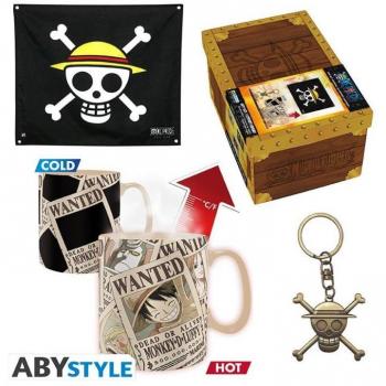 Pack Premium de One Piece - Set de Regalo con Llavero 3D y Taza Termosensible - Merchandising Oficial Anime