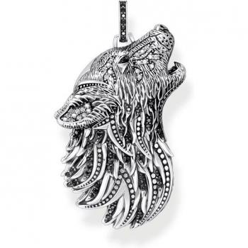 Colgante Thomas Sabo de plata en forma de perfil de lobo con piedras