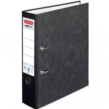 Carpeta Herlitz maX.file nature A4 80 mm negro con diseño de mármol nubes