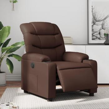 Sillón reclinable eléctrico de cuero sintético marrón vidaXL406337