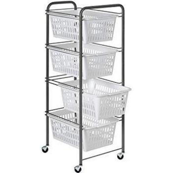 Carrello Portafrutta Siena con 4 Cestos de Plástico, 32x38x89 cm