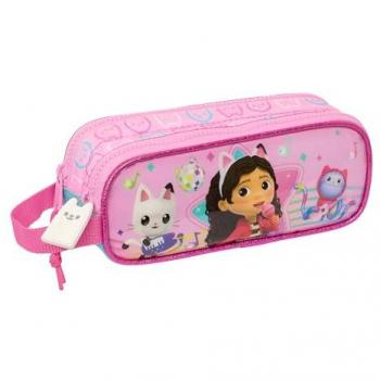 Portatodo Doble Gabby's Dollhouse Party, Estuche Infantil, 21x8x6 cm, Color Rosa Claro, Ideal para Niños en Edad Escolar, Cómodo y Versátil, Calidad y Resistencia
