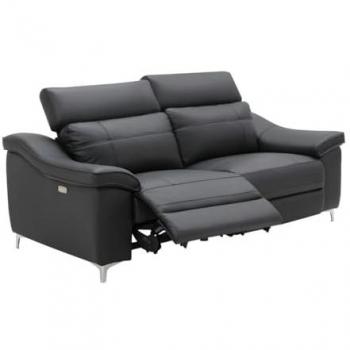 Sofá de 3 plazas relax eléctrico de piel Carole - Negro
