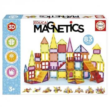 Educa Juego Educativo de Construcción Magnético 3D - 83 Piezas para Niños, Desarrolla Creatividad e Imaginación, A partir de 3 años