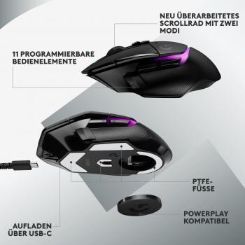 Logitech G502 X Plus Wireless Gaming Mouse with RGB and 13 Programmable Buttons, 25600 DPI, Black