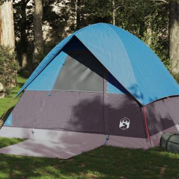 Tienda de campaña iglú impermeable para 4 personas, tela opaca, colores azul, gris, naranja y verde
