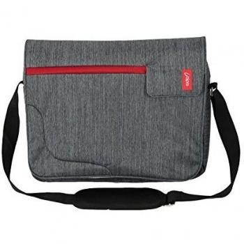 'Bipra - Disco duro portátil de 15,6 bolsa de mensajero gris con rayas, color rojo apto para se ajusta a la mayoría de los dispositivos de 15,6 Netbooks, ordenadores portátiles, tabletas, iPad