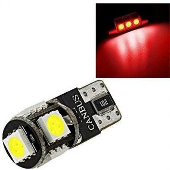 Ligh tec24 ® LED W5 W T10 rojo interior CANBUS Casquillo de cristal
