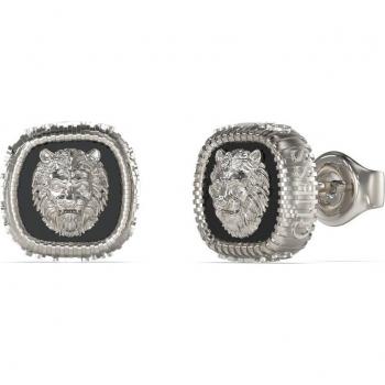 Pendientes de hombre Guess Lion King de acero plateado JUME04011JWSTBKT-U