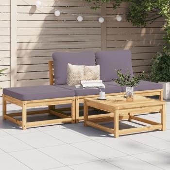4-Piece Acacia Solid Wood Garden Lounge Set with Cushions