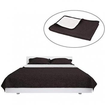 vidaXL Cubrecama Acolchado Doble Cara 220x240cm Crema/Marrón Decoración Hogar