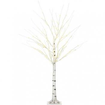 HOMCOM Árbol de Abedul 150 cm con 96 Luces LED IP44 Blanco Cálido, Ramas Flexibles y Base, Decoración Navidad para Interiores 22x22x150 cm