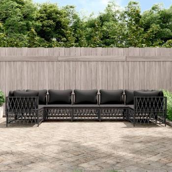 vidaXL 7-Piece Anthracite Steel Garden Lounge Set with Cushions