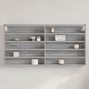 Vitrina de madera de ingeniería 100x8,5x50 cm Gris Sonoma, Mueble Almacenaje Estantería para Oficina, Estudio, Dormitorio, Armario montado en la Pared