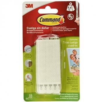 Command Tiras Adhesivas para Colgar Cuadros con Marco Estrecho, Pack de 4 x 2 Tiras Blancas Estrechas, Colgar Sin Agujeros y Sin Taladrar