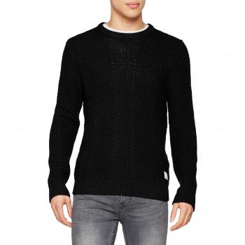 JACK & JONES Jcostanford Knit Crew Neck Camp, suéter para Hombre, Negro Black, Medium