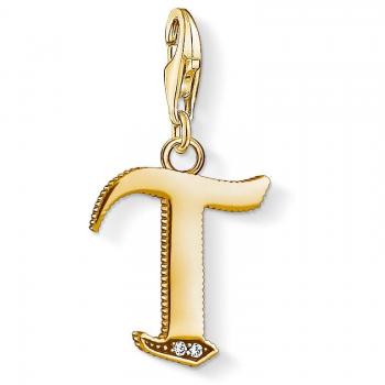 Thomas Sabo Letter T Charm - Women's Charms, Yellow Gold, Silver, Vintage Design, Model 1626-414-39