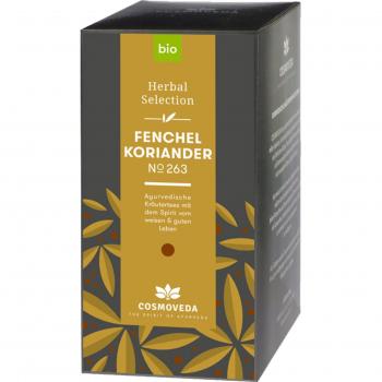 Cosmoveda Infusión Bio de Hinojo y Cilantro, té orgánico en bolsitas de 25 unidades, cada una con un peso de 1.8 gramos