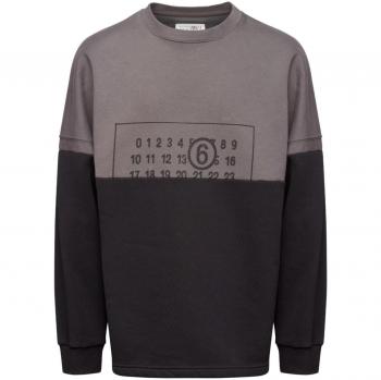 MM6 Maison Margiela Men's Two-Tone Gray Crew Neck Sweatshirt - Size L