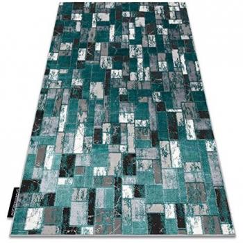 Alfombra Moderna de Luxe Geométrica Estructural Verde/Antracita 240x330 cm
