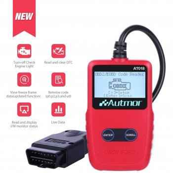 Autmor OBD II Auto Diagnóstico de Coches OBD2, OBD Lector de Código con Pantalla LCD Escáner de Códigos de Vehículos para Lecturar y Borrar de DTC, Herramienta de Diagnostico de Coches Portátil para Apagar Luz del Motor EOBD