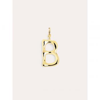 Charm Singularu Letter XL - Colgante Inicial en Latón con Acabado Baño de Oro de 18 Kt - Letra B - Joya Combinable con Collar