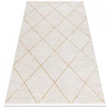 Alfombra Moderna Duke 51245 Crema/Dorado - Estructurada, Muy Suave, Flecos Beige 240x330 cm
