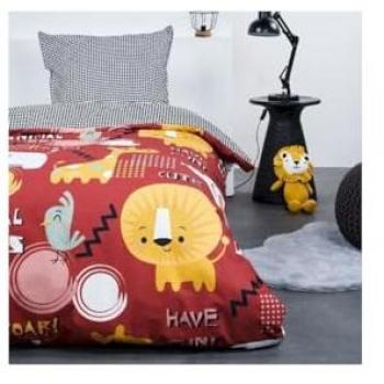 Juego de cama simple de algodón impreso Amantes de los Animales - Multicolor - 140 x 200 cm
