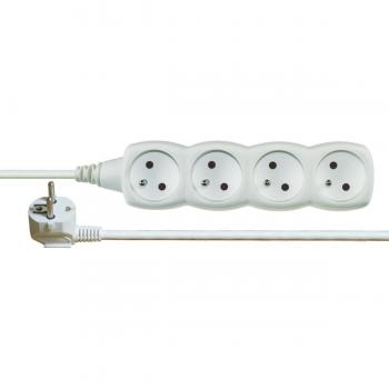 Cable de extensión 1,5m con 4 tomas, PVC, 1mm2, blanco