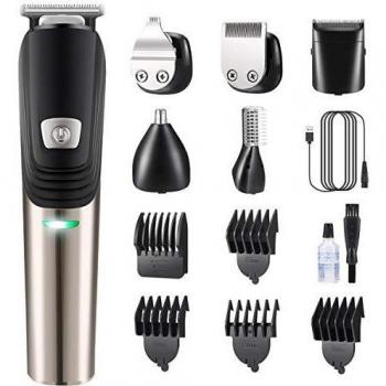 Cortapelos Profesional Hombre, Cortador Pelo Cortadora de Pelo Recargable Máquina de Afeitar Recortadora Barba/Cara/Cuerpo/Nariz/Orejas/Ceja, Afeitado de Precisión 6 en 1, Impermeable y Carga USB